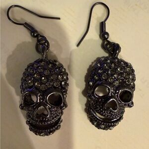 Swarovski Black  Skull drop earrings.